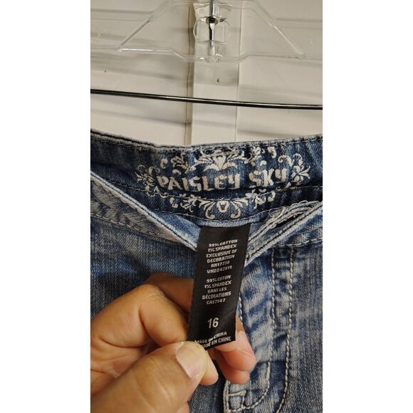 Paisley Sky Women's Light Wash Size 16 Rhinestone Back Pocket Denim Jeans - Picture 4 of 9